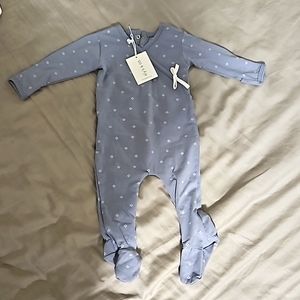 Ely's & Co. Baby boy kimono footie. Gray/blue. 9 months